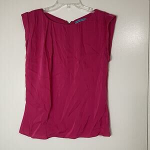 Alice + Olivia hot pink sleeveless satin silk shell top size US small